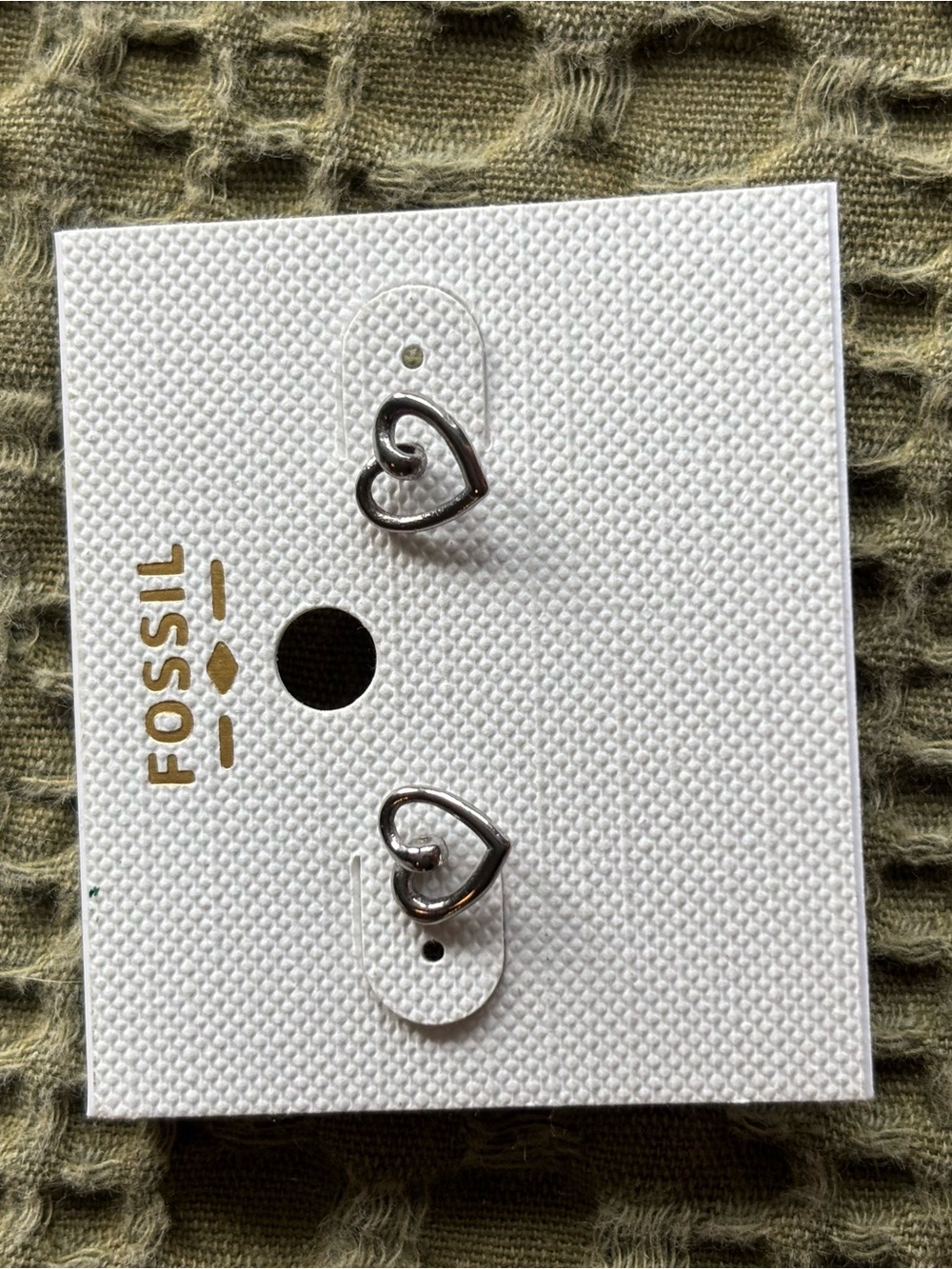 Fossil silver heart stud earrings - unworn